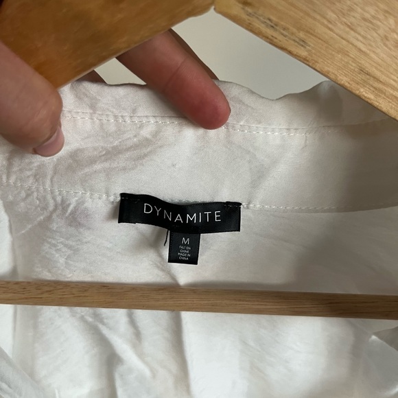 DYNAMITE white button up button down shirt collared shirt light flowy oversized - Picture 5 of 5